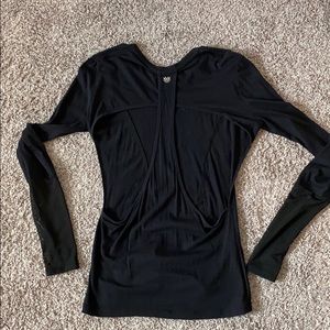 Black Long Sleeve, Open Back Athleisure Top